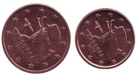 Серна. Монеты номиналом 1 и 2 цента. 2017 год, Андорра.