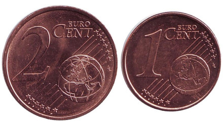 Серна. Монеты номиналом 1 и 2 цента. 2017 год, Андорра.