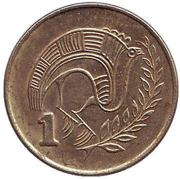 Монета 1 цент. 1993 год, Кипр. Птица.