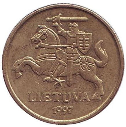 Монета 20 центов. 1997 год, Литва. Из обращения. Монета 20 центов. 1997 год, Литва. Из обращения.