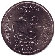 Монета 25 центов (D). 2003 год, США. Алабама. Штат № 22. Монета 25 центов (D). 2003 год, США. Алабама. Штат № 22.