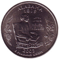 Алабама. Монета 25 центов (D). 2003 год, США.