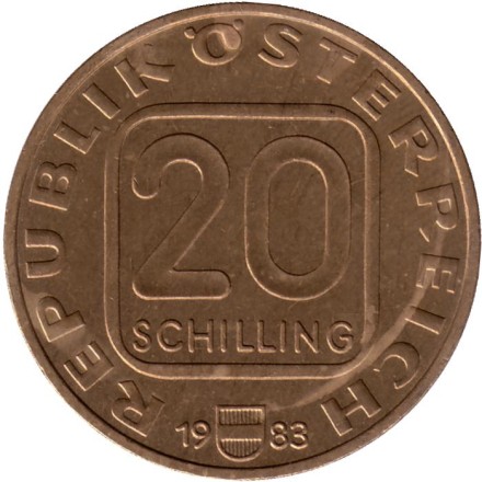 Монета 20 шиллингов. 1983 год, Австрия. Замок Гохостервитц.
