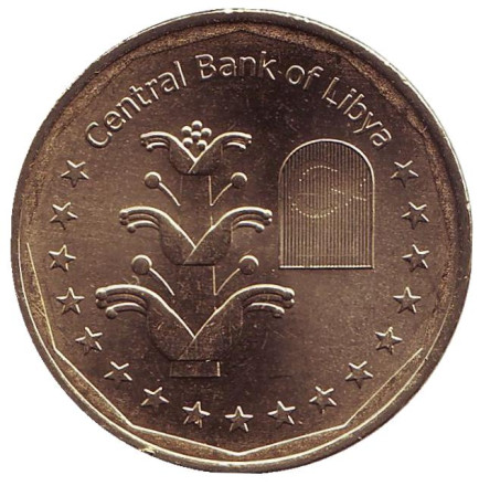 Монета 1 динар. 2017 год, Ливия. Монета 1 динар. 2017 год, Ливия.