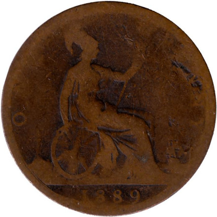 Монета 1 пенни. 1889 год, Великобритания.