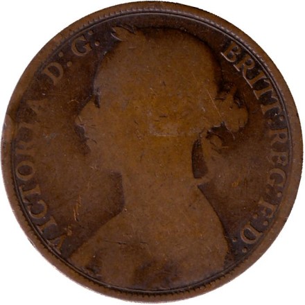 Монета 1 пенни. 1889 год, Великобритания. Монета 1 пенни. 1889 год, Великобритания.