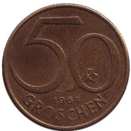 Монета 50 грошей. 1964 год, Австрия. Монета 50 грошей. 1964 год, Австрия.