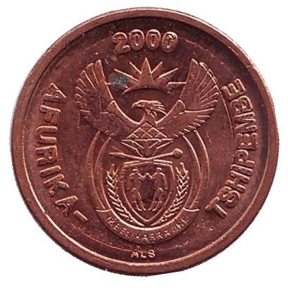 Монета 2 цента. 2000 год, ЮАР. (Новый тип) Орёл. Монета 2 цента. 2000 год, ЮАР. (Новый тип) Орёл.