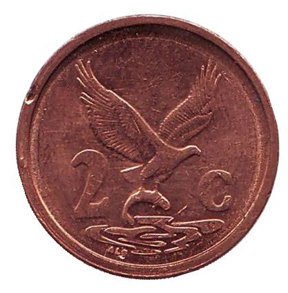 Монета 2 цента. 2000 год, ЮАР. (Новый тип) Орёл.