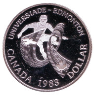 Монета 1 доллар. 1983 год, Канада. Proof. XII Универсиада в Эдмонтоне. Монета 1 доллар. 1983 год, Канада. Proof. XII Универсиада в Эдмонтоне.