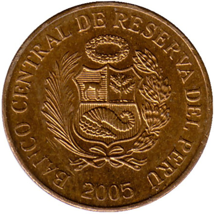 Монета 1 сентим. 2005 год, Перу. Латунь. Монета 1 сентим. 2005 год, Перу. Латунь.