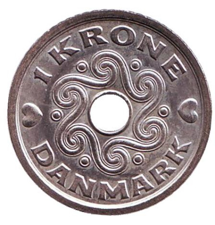 Монета 1 крона. 2006 год, Дания. UNC.