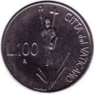 Монета 100 лир. 1991 год, Ватикан. Воскресение. Монета 100 лир. 1991 год, Ватикан. Воскресение.