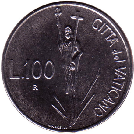Монета 100 лир. 1991 год, Ватикан. Воскресение.