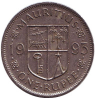 Монета 1 рупия. 1993 год, Маврикий. Сивусагур Рамгулам.