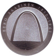 Монета 10 евро. 2010 год, Финляндия. Ээро Сааринен и финская архитектура. Монета 10 евро. 2010 год, Финляндия. Ээро Сааринен и финская архитектура.