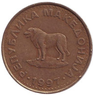 Монета 1 денар, 1997 год, Македония. Пастушья собака. Монета 1 денар, 1997 год, Македония. Пастушья собака.