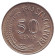 Монета 50 центов. 1983 год, Сингапур. Рыба-лев.