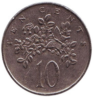 Монета 10 центов. 1986 год, Ямайка. Монета 10 центов. 1986 год, Ямайка.