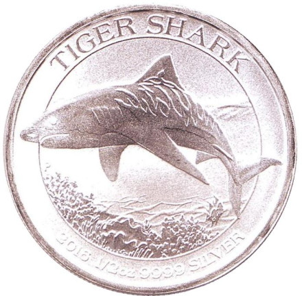 Монета 50 центов. 2016 год, Австралия. Тигровая акула.