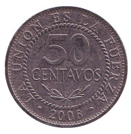 Монета 50 сентаво. 2006 год, Боливия. Монета 50 сентаво. 2006 год, Боливия.