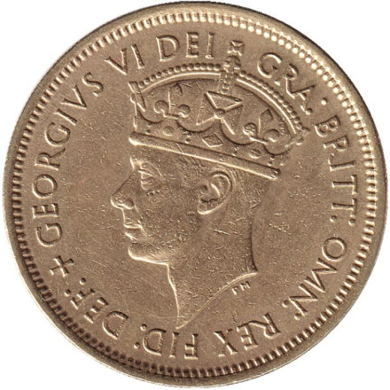 Монета 1 шиллинг. 1949 год, Британская Западная Африка. Без отметки монетного двора.