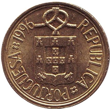 Монета 5 эскудо. 1996 год, Португалия. Монета 5 эскудо. 1996 год, Португалия.