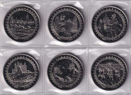 Набор монет номиналом 1 крона (6 шт.). 2010 год, Остров Мэн. Олимпийские игры в Лондоне.