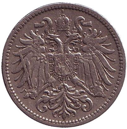 Монета 10 геллеров. 1907 год, Австро-Венгерская империя. Австрийский тип.