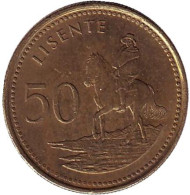 Монета 50 лисенте. 1998 год, Лесото. Всадник на лошади. Монета 50 лисенте. 1998 год, Лесото. Всадник на лошади.