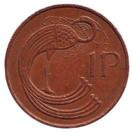 Монета 1 пенни. 1993 год, Ирландия. Птица. Ирландская арфа. Монета 1 пенни. 1993 год, Ирландия. Птица. Ирландская арфа.