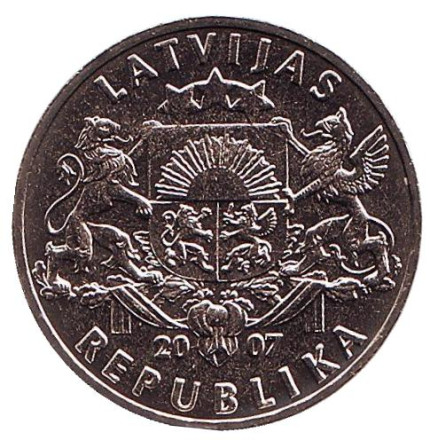 Монета 1 лат. 2007 год, Латвия. UNC. Рыба. Монета 1 лат. 2007 год, Латвия. UNC. Рыба.