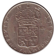 Монета 1 крона. 1962 год, Швеция. Густав VI. Монета 1 крона. 1962 год, Швеция. Густав VI.