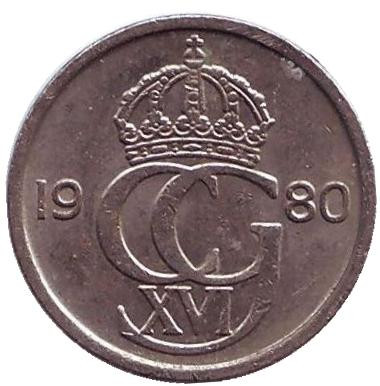 Монета 10 эре. 1980 год, Швеция.