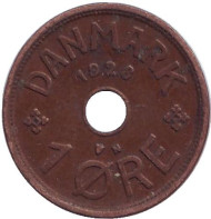 Монета 1 эре. 1928 год, Дания.