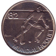Монета 2,5 эскудо. 1982 год, Португалия. Чемпионат мира по хоккею на роликах. Монета 2,5 эскудо. 1982 год, Португалия. Чемпионат мира по хоккею на роликах.