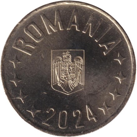 Монета 50 бани. 2024 год, Румыния.