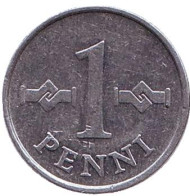 Монета 1 пенни. 1976 год, Финляндия. Монета 1 пенни. 1976 год, Финляндия.