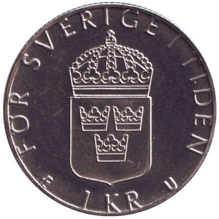 Монета 1 крона. 1976 год, Швеция.
