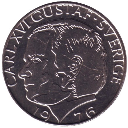 Монета 1 крона. 1976 год, Швеция. Монета 1 крона. 1976 год, Швеция.
