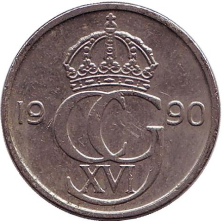 Монета 50 эре. 1990 год, Швеция.