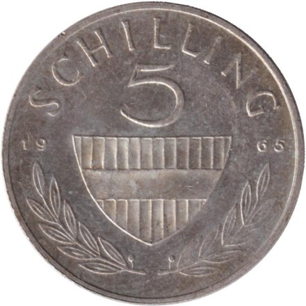Монета 5 шиллингов. 1965 год, Австрия. Всадник. Монета 5 шиллингов. 1965 год, Австрия. Всадник.