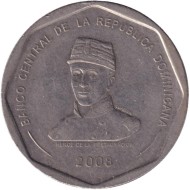 Монета 25 песо. 2008 год, Доминиканская Республика. Грегорио Луперон. Монета 25 песо. 2008 год, Доминиканская Республика. Грегорио Луперон.