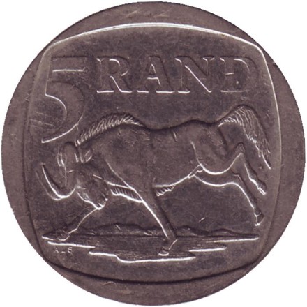 Монета 5 рандов. 2000 год, ЮАР. Нельсон Мандела. Монета 5 рандов. 2000 год, ЮАР. Нельсон Мандела.