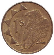 Монета 1 доллар. 2008 год, Намибия. Орёл-скоморох. Монета 1 доллар. 2008 год, Намибия. Орёл-скоморох.
