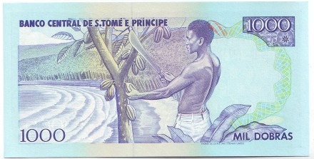Банкнота 1000 добр. 1993 год, Сан-Томе и Принсипи. Рей Амадур.
