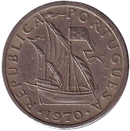 Монета 2,5 эскудо. 1970 год, Португалия.