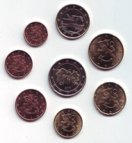 Набор монет евро (8 шт). 2011 год, Финляндия. Набор монет евро (8 шт). 2011 год, Финляндия.