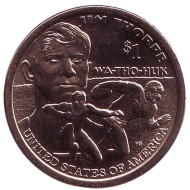 Монета 1 доллар, 2018 год (P), США. Сакагавея. (Джим Торп). Серия "Коренные американцы". Монета 1 доллар, 2018 год (P), США. Сакагавея. (Джим Торп). Серия "Коренные американцы".