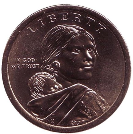 Монета 1 доллар, 2018 год (P), США. Сакагавея. (Джим Торп). Серия "Коренные американцы".